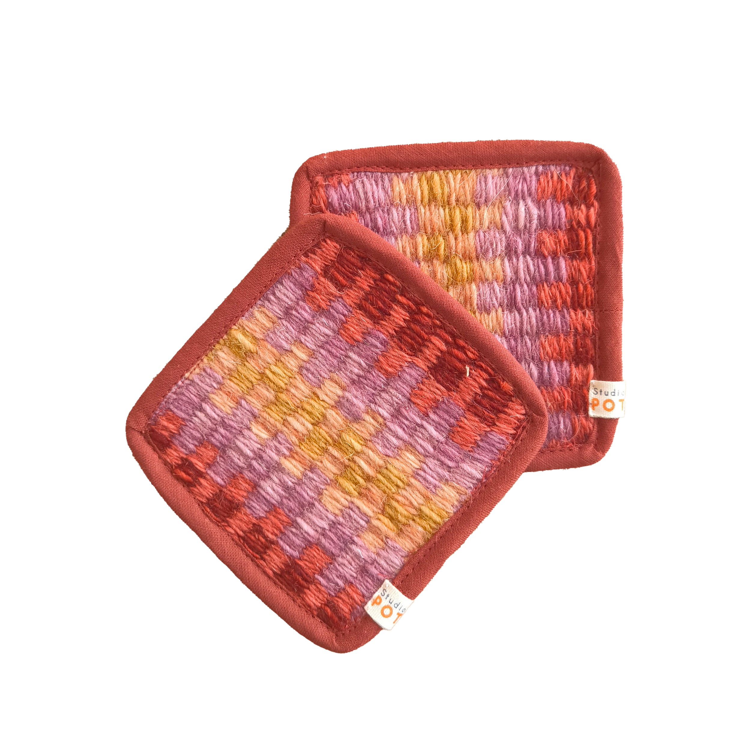 Kırmızı İkili El Dokuması Bardak Altlığı