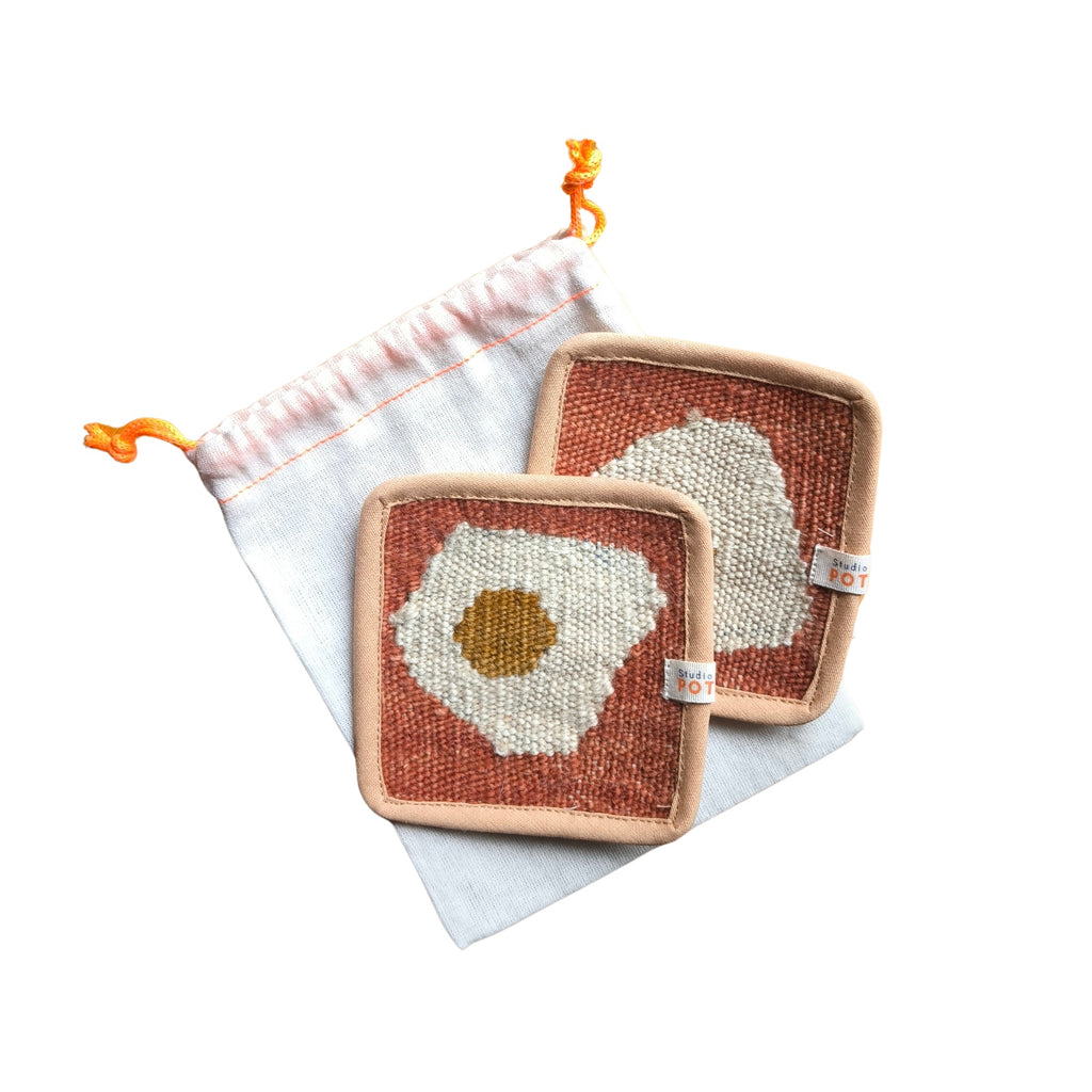 El Dokuması Bardak Altlığı Sunny Side Up