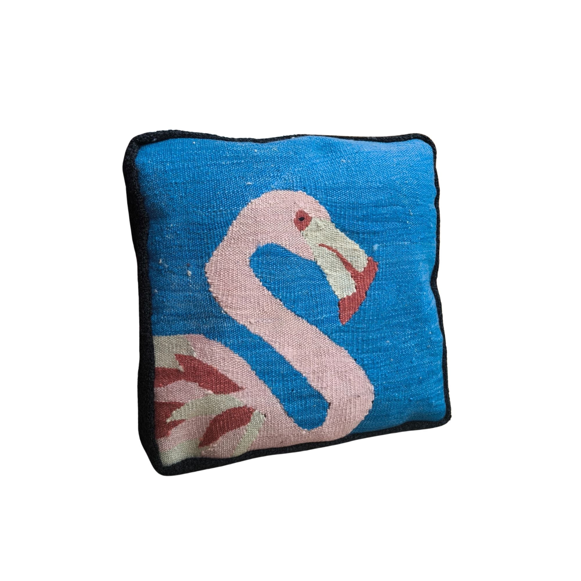 Flamingo Mavi Kare El Dokuması Kırlent