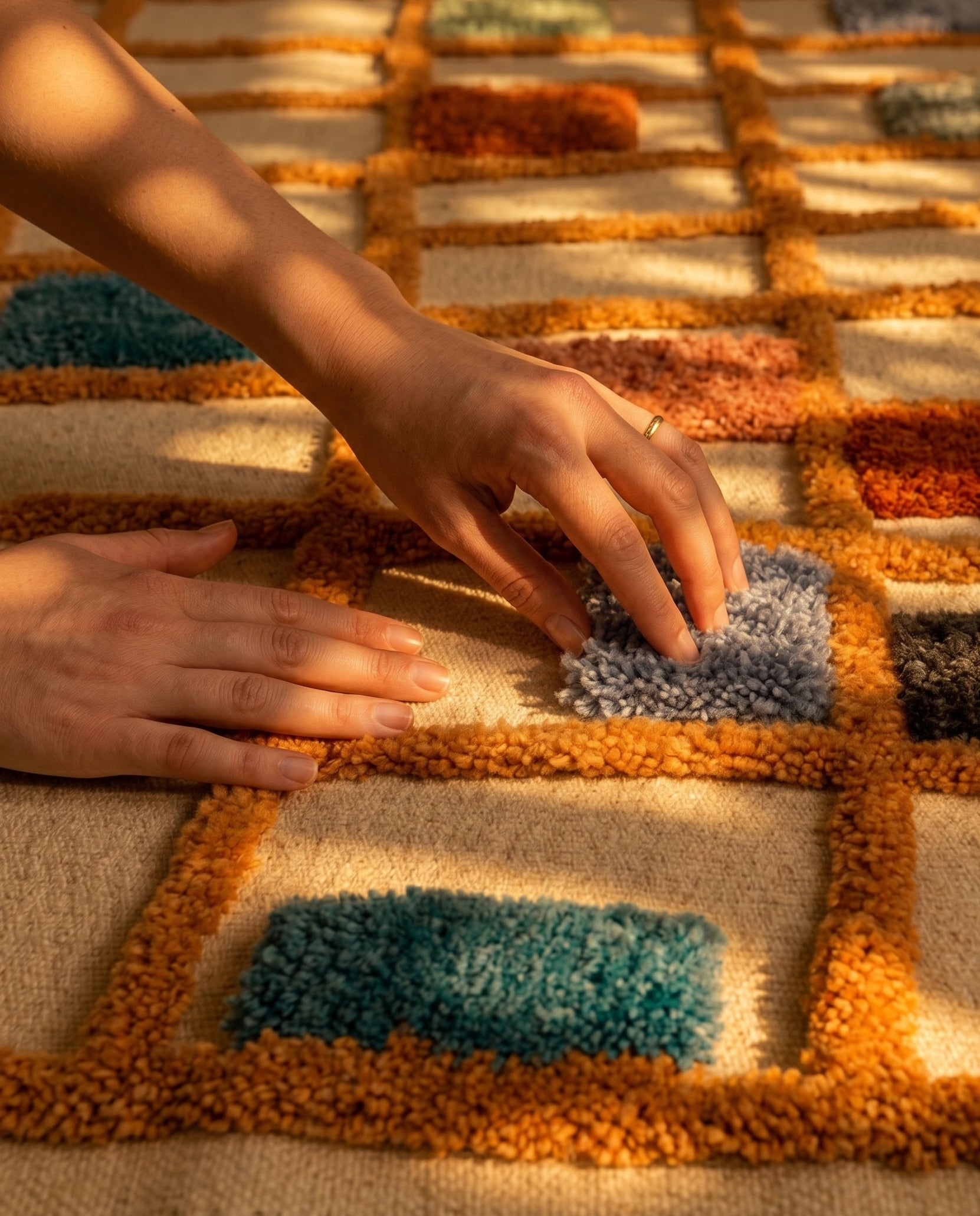 Block Party El Dokuması Yün Tülü Kilim | Modern Tasarım Kilim