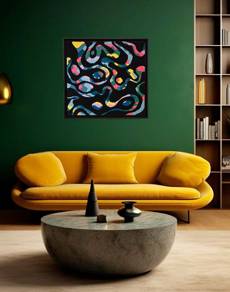 Serpent in the Dark Desenli Püsküllü Salon ve Kafeler İçin Dekoratif Duvar Dekoru